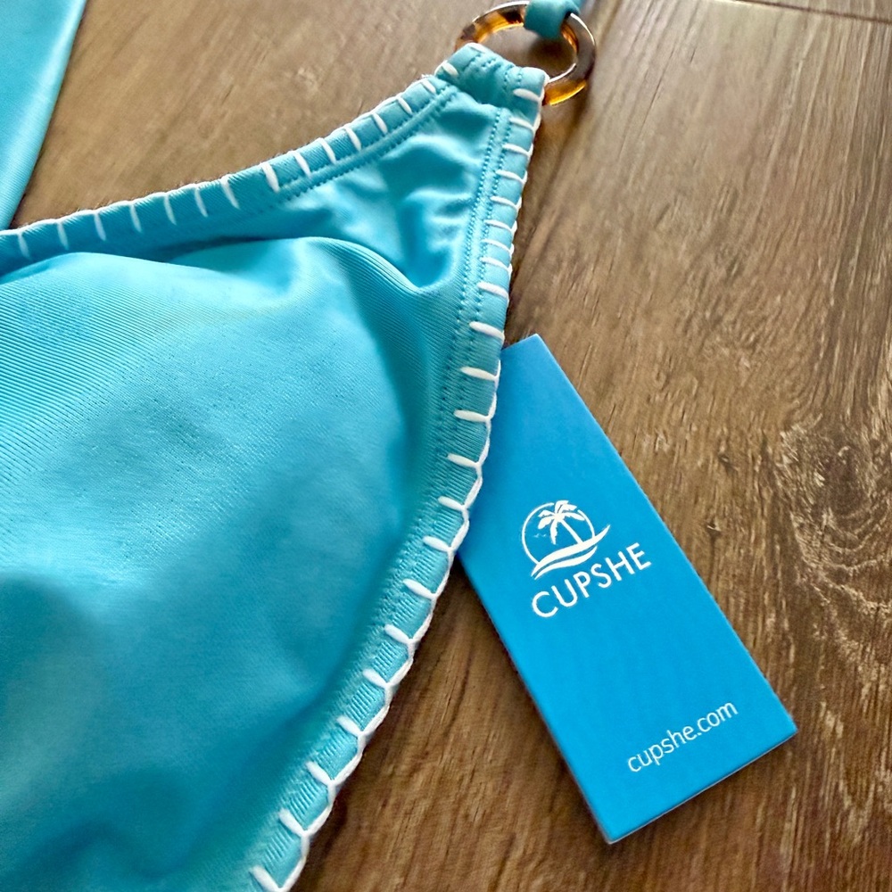 Cupshe Turquoise Bikini with White Trim - Picture 3 of 4